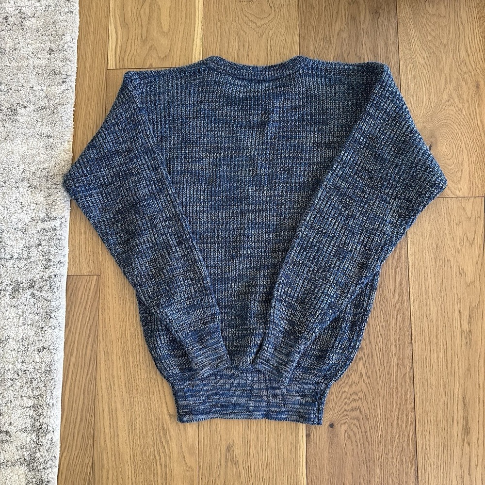 Vintage Colore Sweater Men's Medium Blue Chunky Knit Crewneck Grandpa Y2K 90s - Picture 4 of 6
